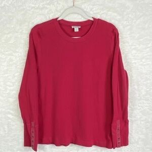 Sundance Thermal Top Women’s XL Pink Buttoned Cuffs Grunge Y2K Casual EUC Boho